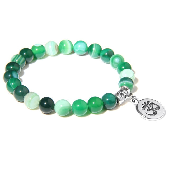 Handmade Natural Stone Lotus Ohm Buddha Beads Bracelet Pink Zebra Stone Lotus Charm Bracelet for Women Men Yoga Jewelry Gifts - Shopeasywear