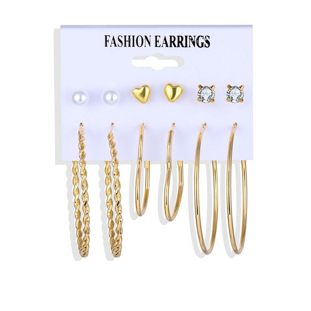 Bohemian Leopard Acrylic Pearl Earrings Set - Shopeasywear