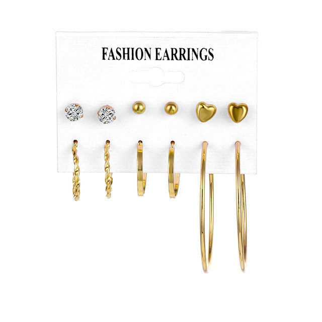 Bohemian Leopard Acrylic Pearl Earrings Set - Shopeasywear