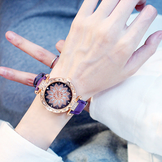 2019 Women Watches Bracelet set Starry Sky Ladies Bracelet Watch Casual Leather Quartz Wristwatch Clock Relogio Feminino - Shopeasywear