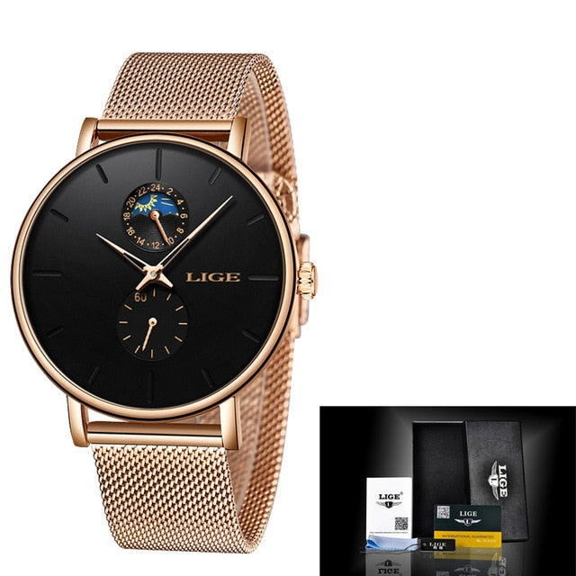 Reloj New LIGE Women Luxury Brand Watch Simple Quartz Clock Lady Waterproof Wristwatch Female Fashion Casual Watches Reloj Mujer - Shopeasywear