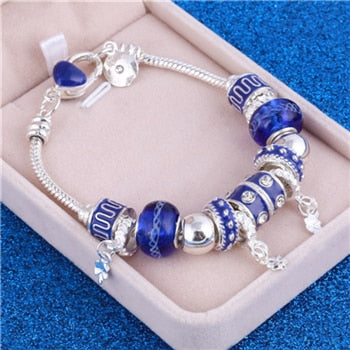 Pink Crystal Charm Silver Color Bracelets - Shopeasywear