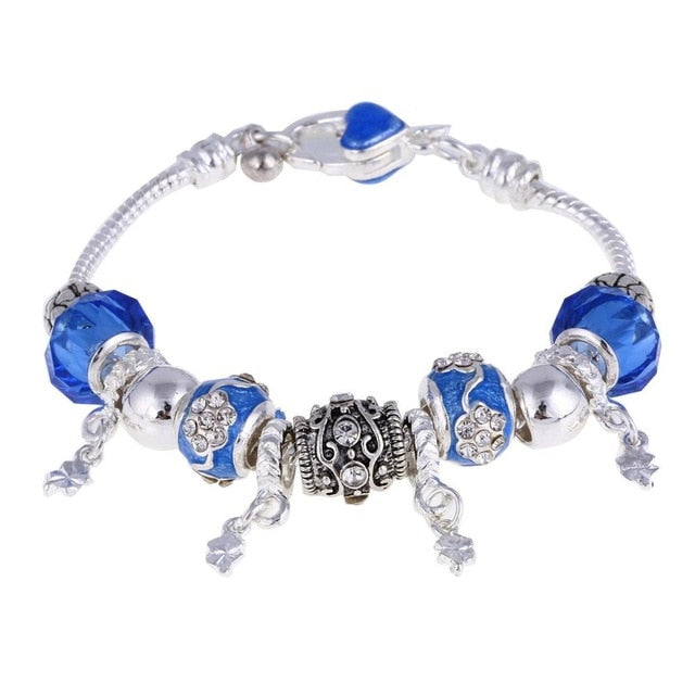 Pink Crystal Charm Silver Color Bracelets - Shopeasywear