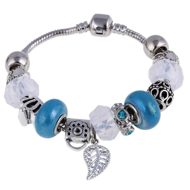 Pink Crystal Charm Silver Color Bracelets - Shopeasywear
