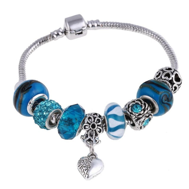 Pink Crystal Charm Silver Color Bracelets - Shopeasywear