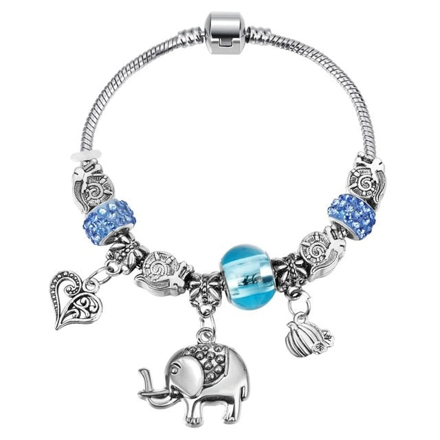 Pink Crystal Charm Silver Color Bracelets - Shopeasywear