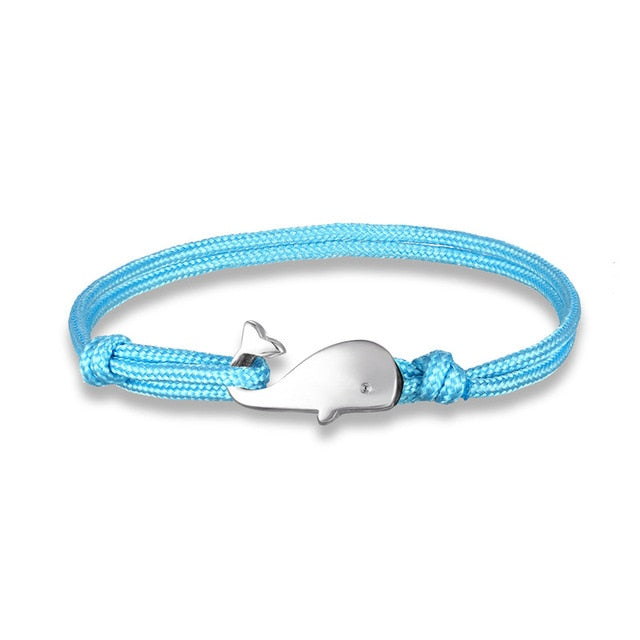 MKENDN Navy style Camping Parachute cord Whale Tail Anchor Bracelet Men Women 550 Paracord Jewelry Wrap Metal Hooks - Shopeasywear