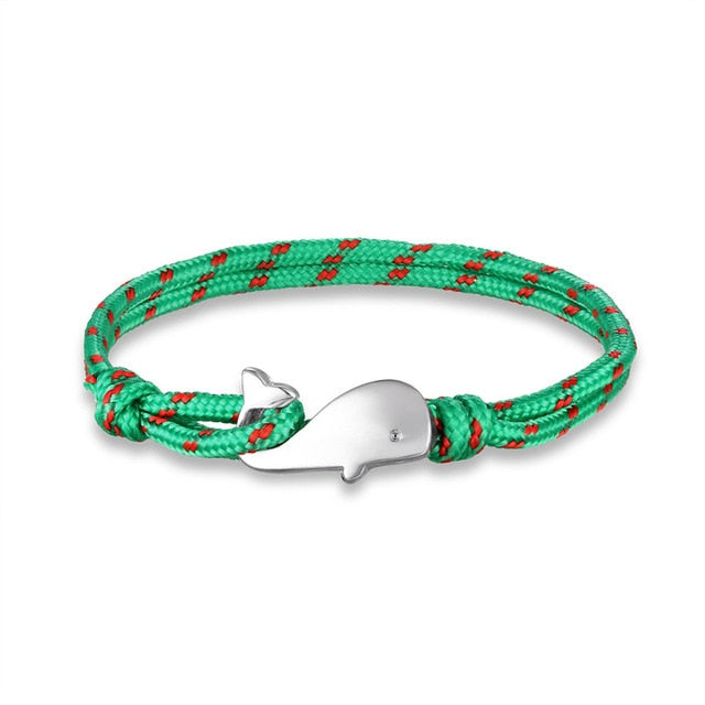 MKENDN Navy style Camping Parachute cord Whale Tail Anchor Bracelet Men Women 550 Paracord Jewelry Wrap Metal Hooks - Shopeasywear