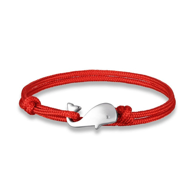 MKENDN Navy style Camping Parachute cord Whale Tail Anchor Bracelet Men Women 550 Paracord Jewelry Wrap Metal Hooks - Shopeasywear