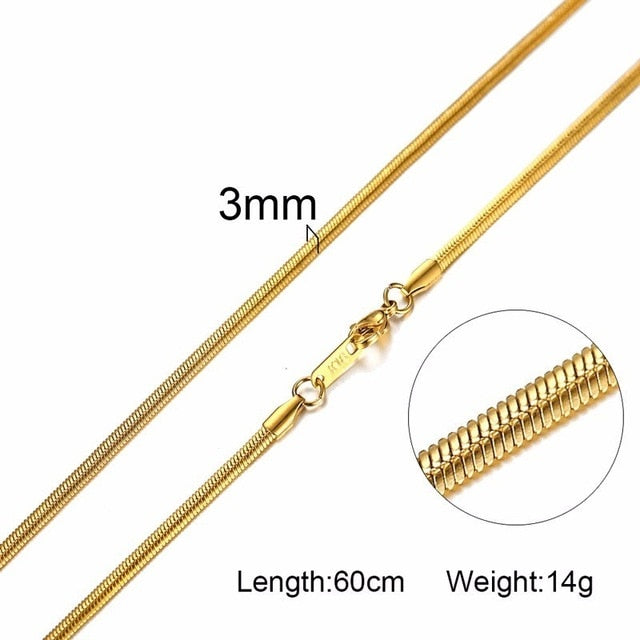 Men Necklace Gold Tone Snake Chain - Shopeasywear