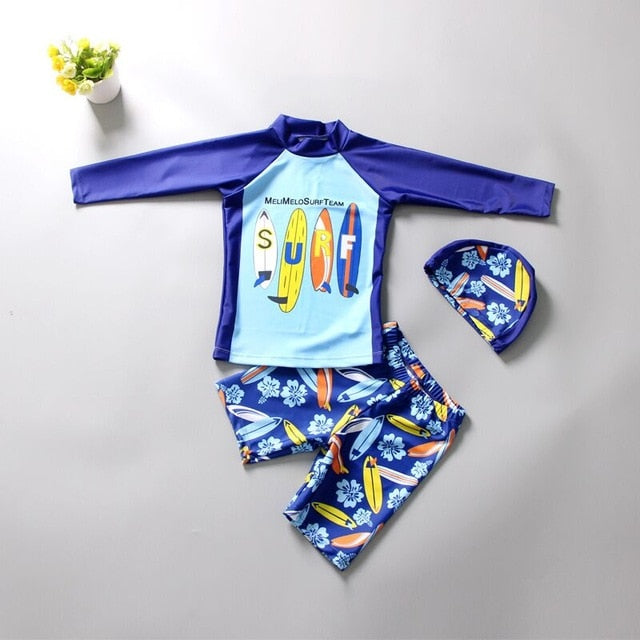 3 piece Swimming Suit With Cap Cartoon