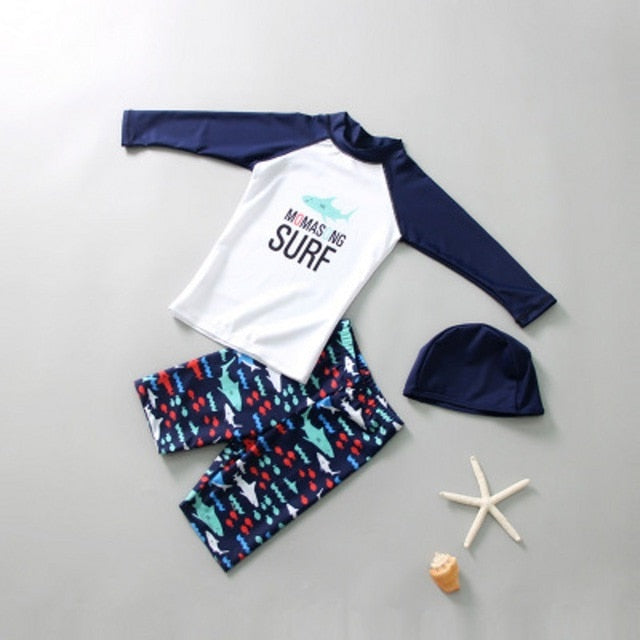 3 piece Swimming Suit With Cap Cartoon