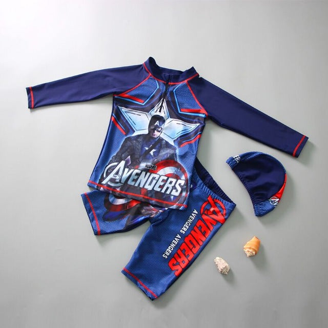 3 piece Swimming Suit With Cap Cartoon
