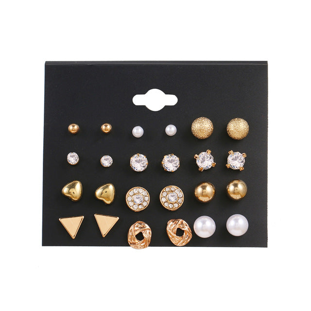 Set Of Kristal Silver and Gold Earrings - Shopeasywear