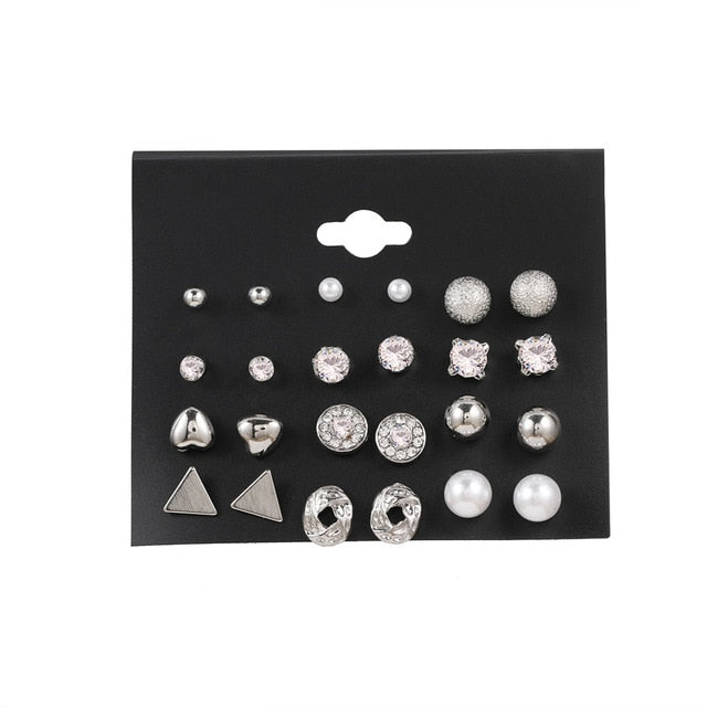 Set Of Kristal Silver and Gold Earrings - Shopeasywear