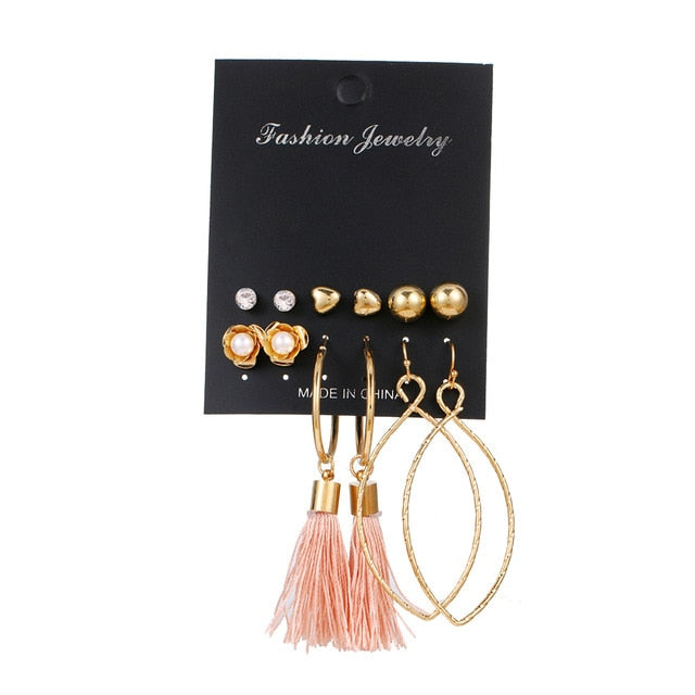 Set Of Kristal Silver and Gold Earrings - Shopeasywear