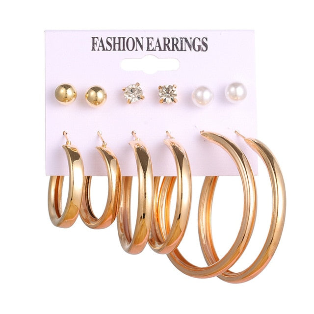 Set Of Kristal Silver and Gold Earrings - Shopeasywear