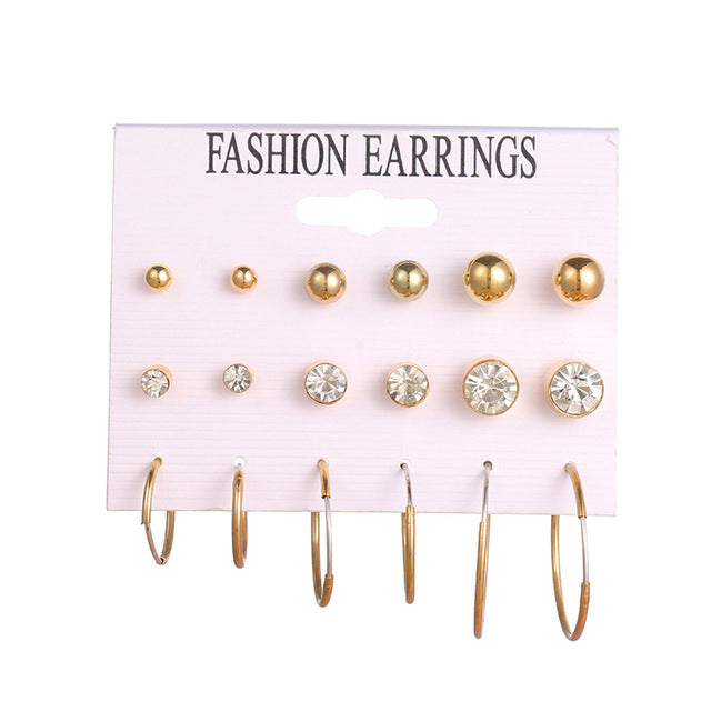 Set Of Kristal Silver and Gold Earrings - Shopeasywear