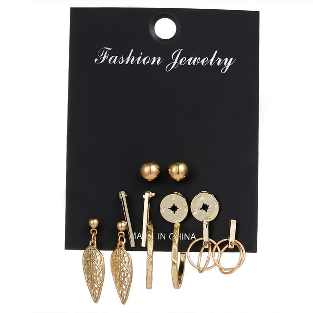 Set Of Kristal Silver and Gold Earrings - Shopeasywear