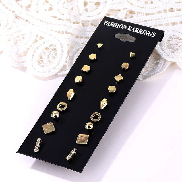 Set Of Kristal Silver and Gold Earrings - Shopeasywear