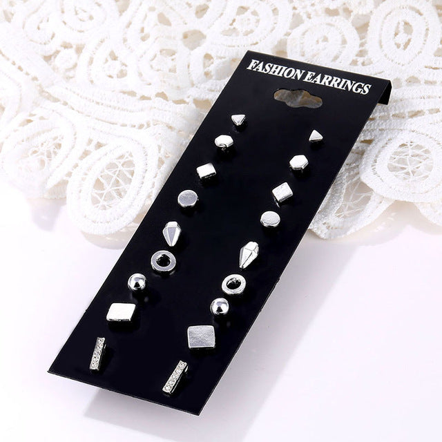 Set Of Kristal Silver and Gold Earrings - Shopeasywear