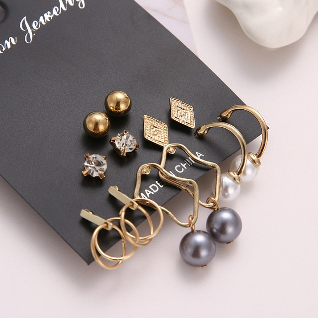 Set Of Kristal Silver and Gold Earrings - Shopeasywear