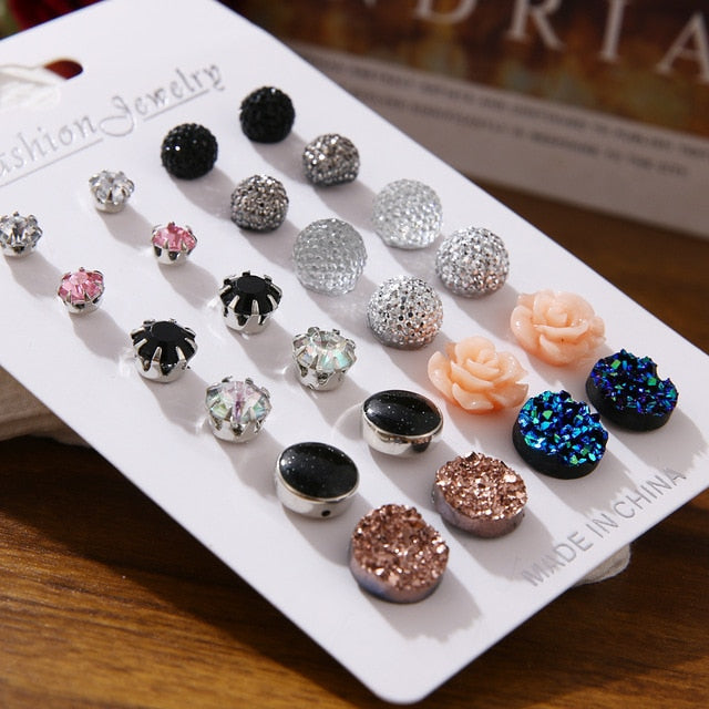 Set Of Kristal Silver and Gold Earrings - Shopeasywear