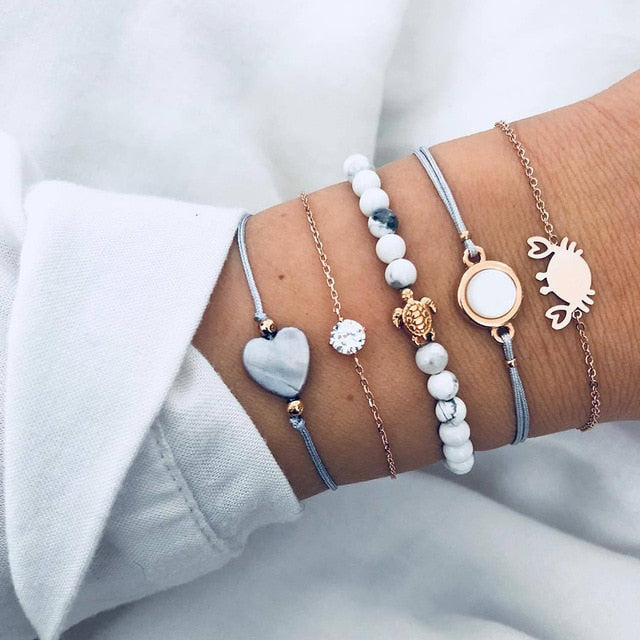 Bow Map Crystal Bead Bracelet - Shopeasywear