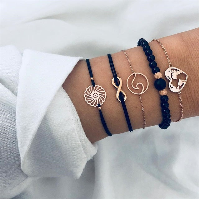 Bow Map Crystal Bead Bracelet - Shopeasywear