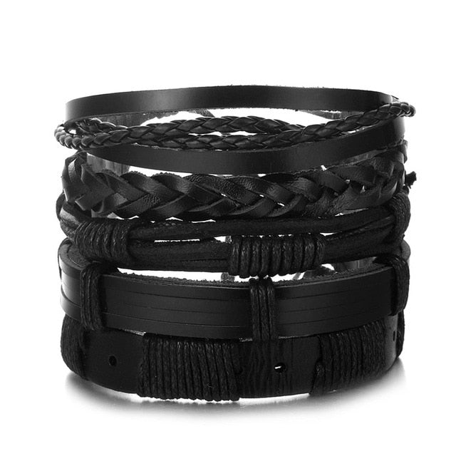 IFMIA Vintage Leather Bracelet Fashion Hand-knitted Multi-layer Leather Feather Leaf Bracelet and Fashion Men's Bracelet Gift - Shopeasywear