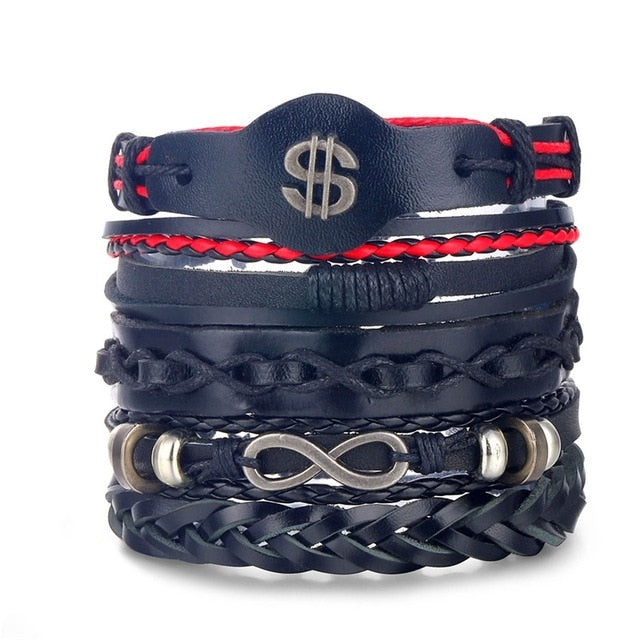 IFMIA Vintage Leather Bracelet Fashion Hand-knitted Multi-layer Leather Feather Leaf Bracelet and Fashion Men's Bracelet Gift - Shopeasywear