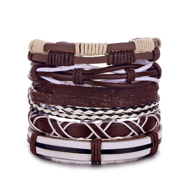 IFMIA Vintage Leather Bracelet Fashion Hand-knitted Multi-layer Leather Feather Leaf Bracelet and Fashion Men's Bracelet Gift - Shopeasywear