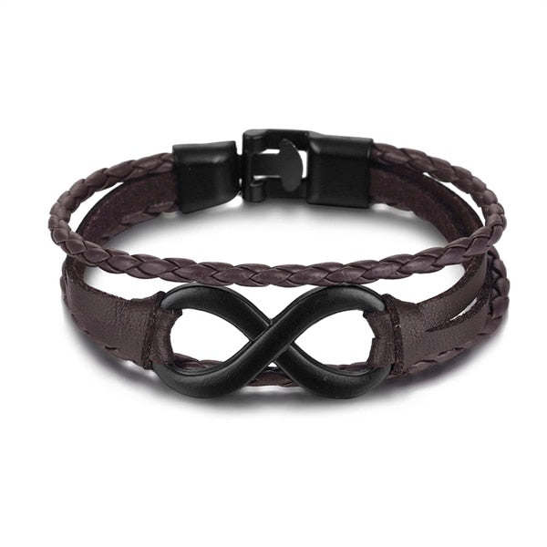 IFMIA Vintage Leather Bracelet Fashion Hand-knitted Multi-layer Leather Feather Leaf Bracelet and Fashion Men's Bracelet Gift - Shopeasywear