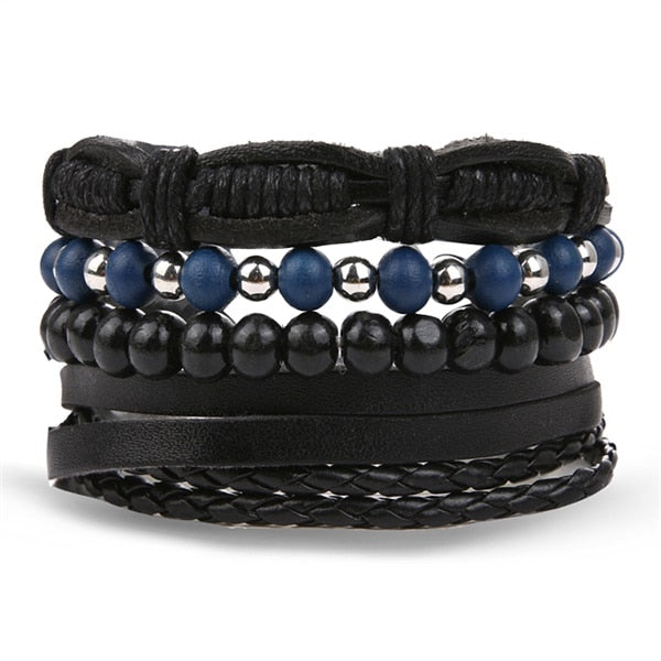 IFMIA Vintage Leather Bracelet Fashion Hand-knitted Multi-layer Leather Feather Leaf Bracelet and Fashion Men's Bracelet Gift - Shopeasywear