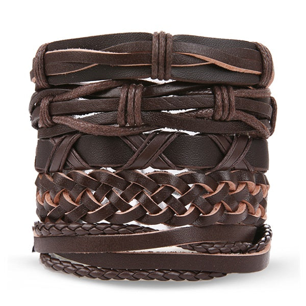 IFMIA Vintage Leather Bracelet Fashion Hand-knitted Multi-layer Leather Feather Leaf Bracelet and Fashion Men's Bracelet Gift - Shopeasywear