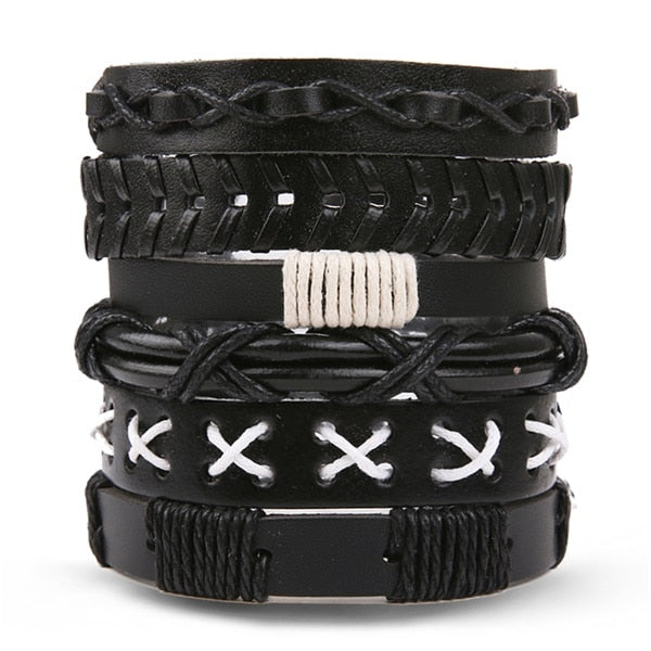 IFMIA Vintage Leather Bracelet Fashion Hand-knitted Multi-layer Leather Feather Leaf Bracelet and Fashion Men's Bracelet Gift - Shopeasywear
