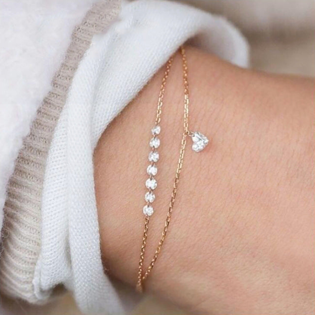 4 pcs/set Fashion Bohemia Leaf Round Knot cuff Bangle Gold Chain Charm Bracelet Bangle for Women Simple Geometric Bracelets - Shopeasywear