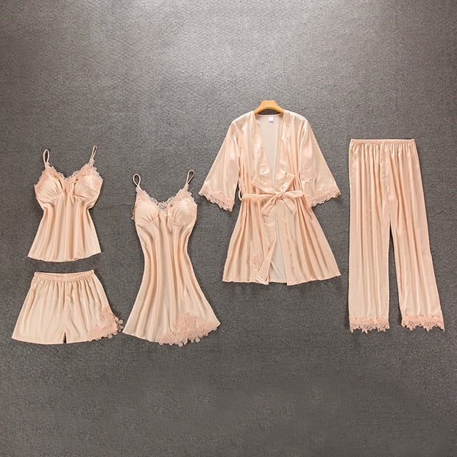 5 Pieces Sexy Women Pajamas Sets