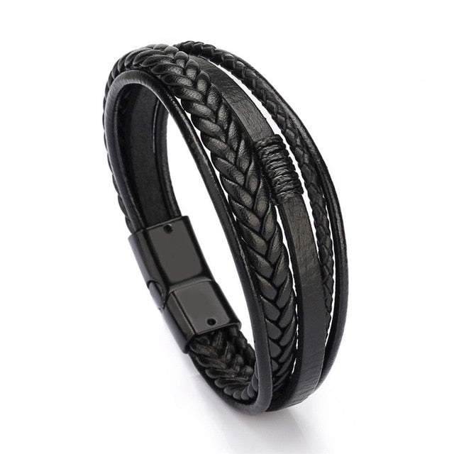 leather Magnetic-Clasp Bracelet - Shopeasywear