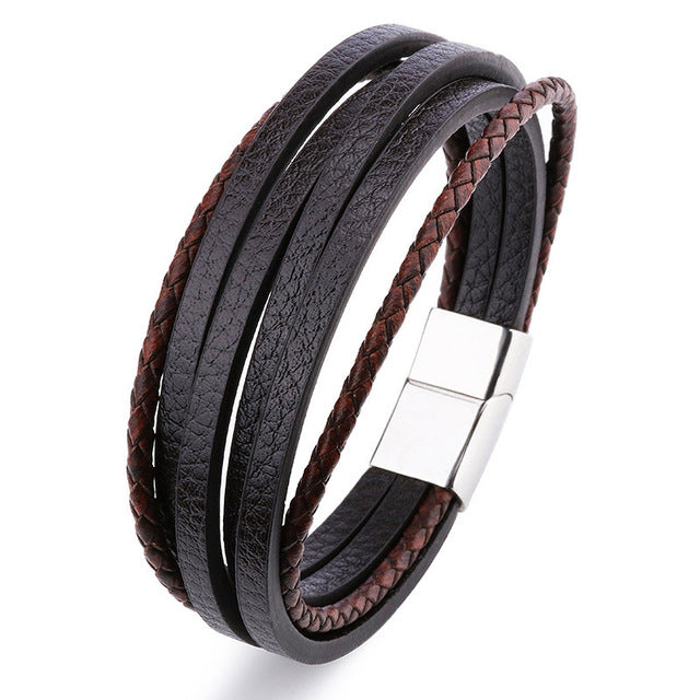 leather Magnetic-Clasp Bracelet - Shopeasywear