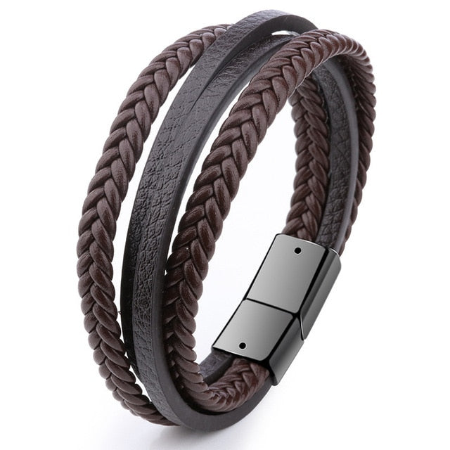 leather Magnetic-Clasp Bracelet - Shopeasywear