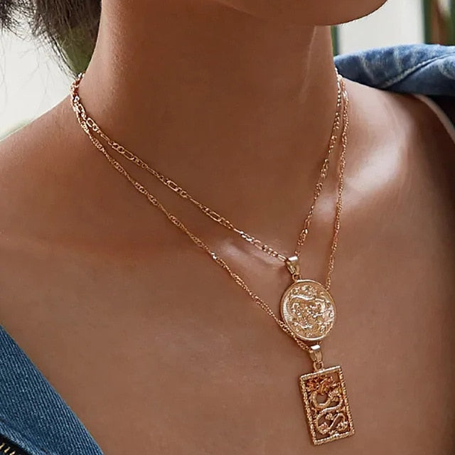 Gold Coin Pendant Necklaces For Women - Shopeasywear