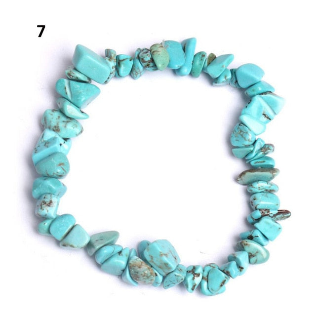 Natural Pink Quartz Crystal Stone Chip Beads Bracelet Stretch Beaded Bracelets for Women Men Unisex Jewelry - Shopeasywear
