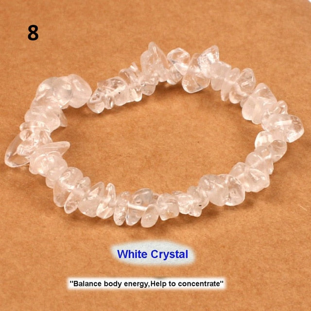 Natural Pink Quartz Crystal Stone Chip Beads Bracelet Stretch Beaded Bracelets for Women Men Unisex Jewelry - Shopeasywear