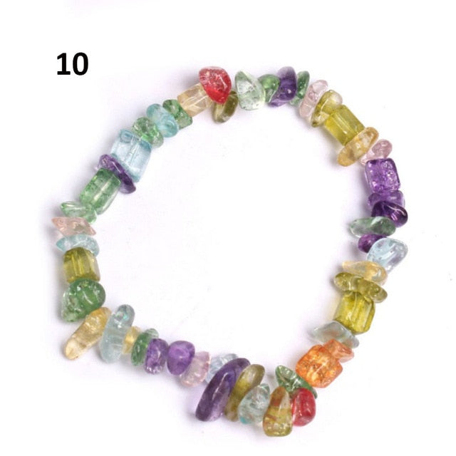 Natural Pink Quartz Crystal Stone Chip Beads Bracelet Stretch Beaded Bracelets for Women Men Unisex Jewelry - Shopeasywear