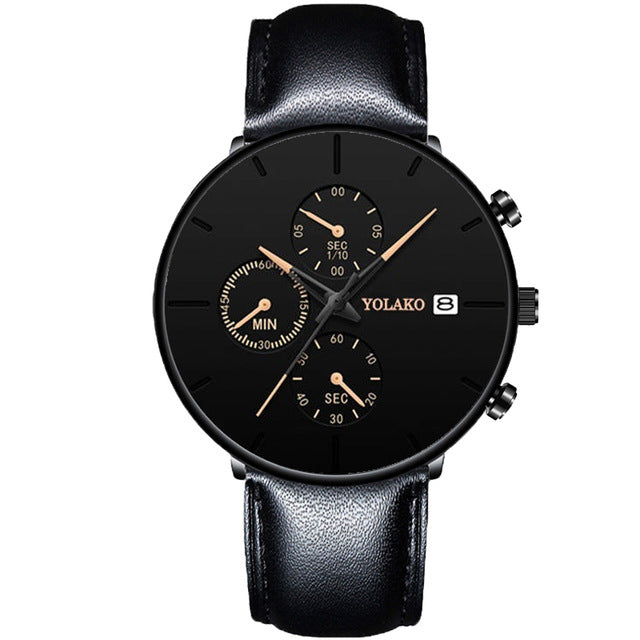 Men's Fashion Watch Stainless Steel Mesh Belt Calendar Quartz Sport Watches Business Casual Watch for Man Clock Montre Homme - Shopeasywear