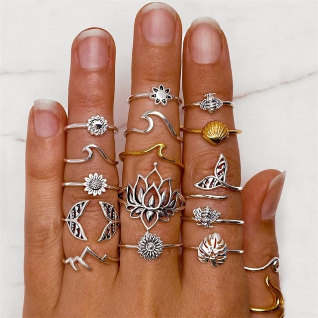 15 Pcs/set Ring Set For Women - Jeglow store