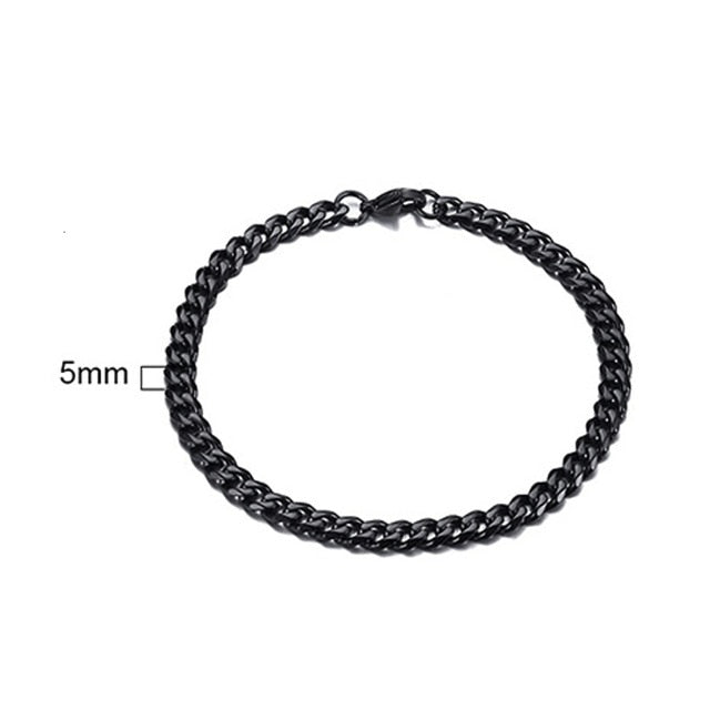 Men's Bracelet Curb Cuban Link Chain Stainless Steel Mens Womens Bracelets Bangle Gold Tone No Fade 3mm to 11mm - Shopeasywear