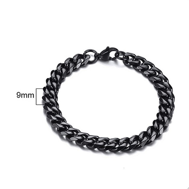 Men's Bracelet Curb Cuban Link Chain Stainless Steel Mens Womens Bracelets Bangle Gold Tone No Fade 3mm to 11mm - Shopeasywear