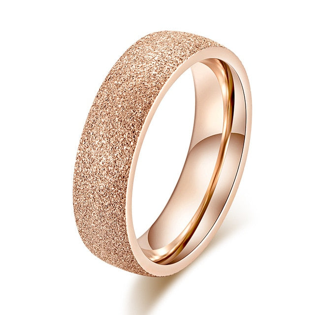 KNOCK High quality Fashion Simple Scrub Stainless Steel Women 's Rings 2 mm Width Rose Gold Color Finger Gift For Girl Jewelry - Shopeasywear